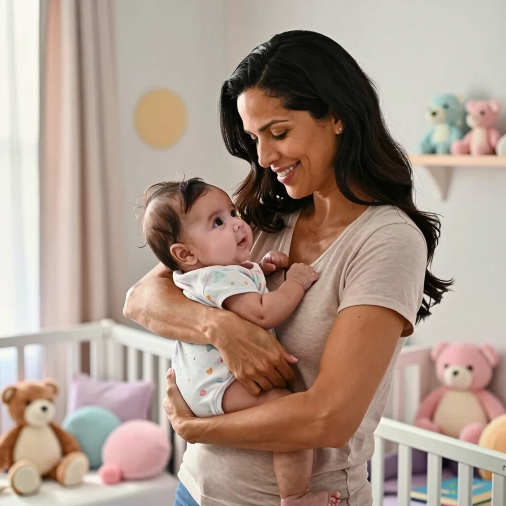 Mother holding her baby after successful IVF