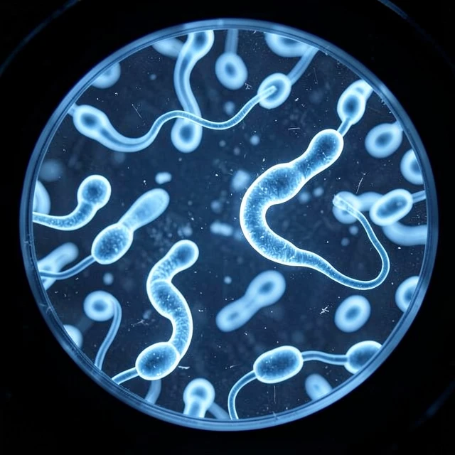 Microscopic view of healthy motile sperm cells