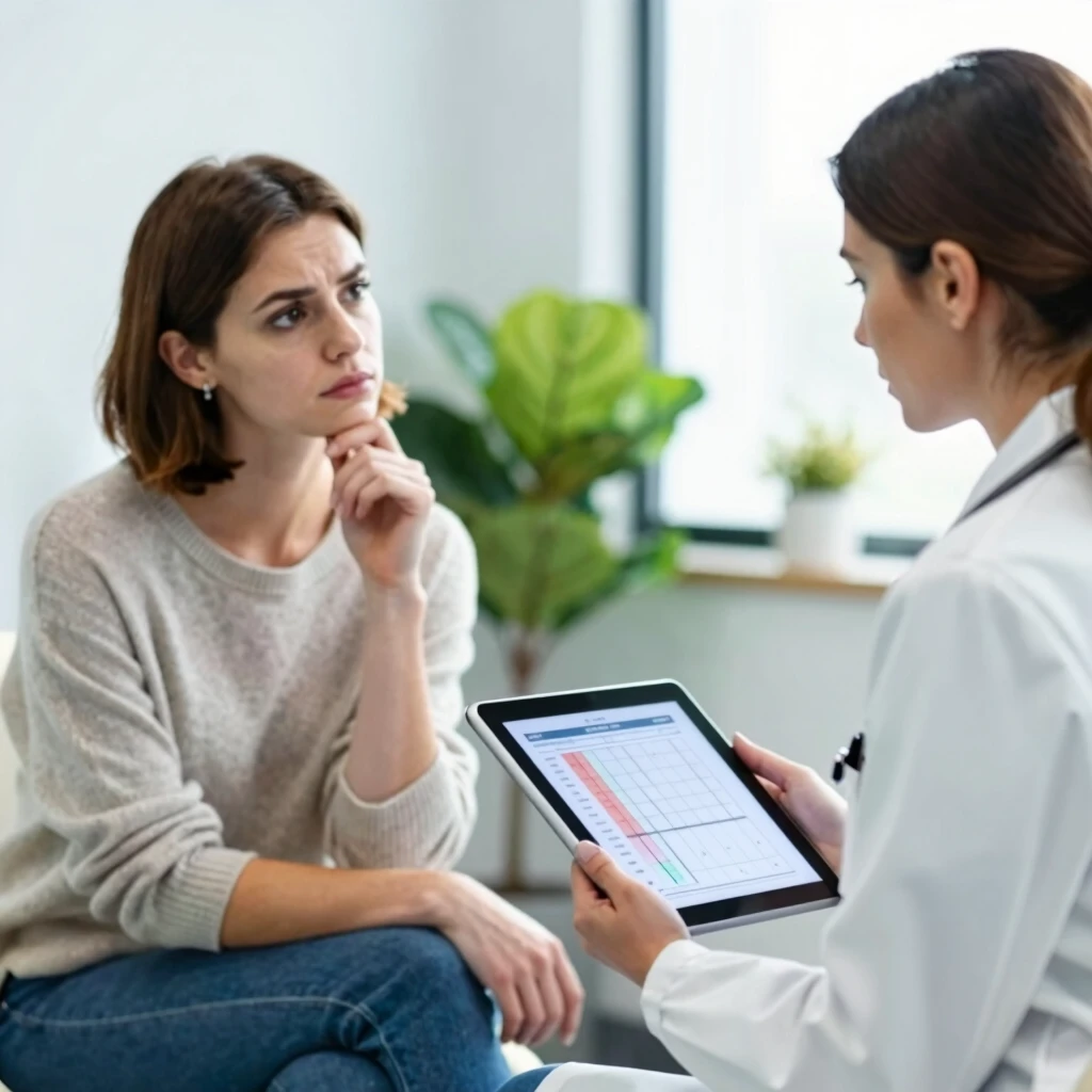 Young woman discussing fertility preservation options with her doctor