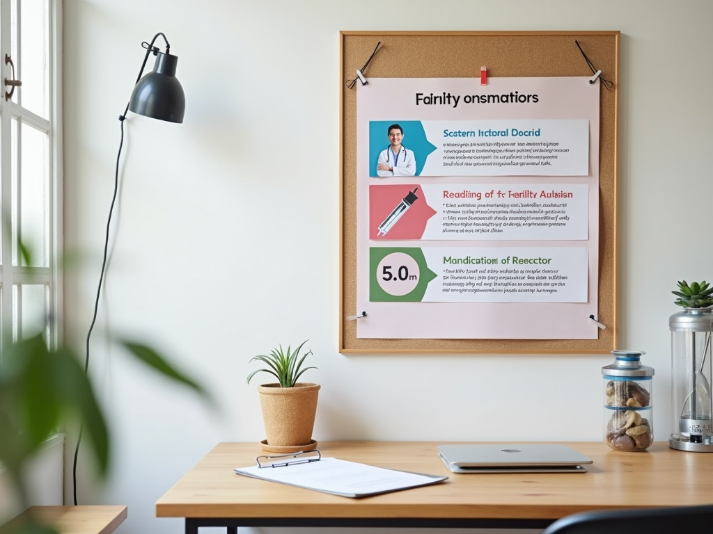 Infographic of fertility preservation steps on a board.