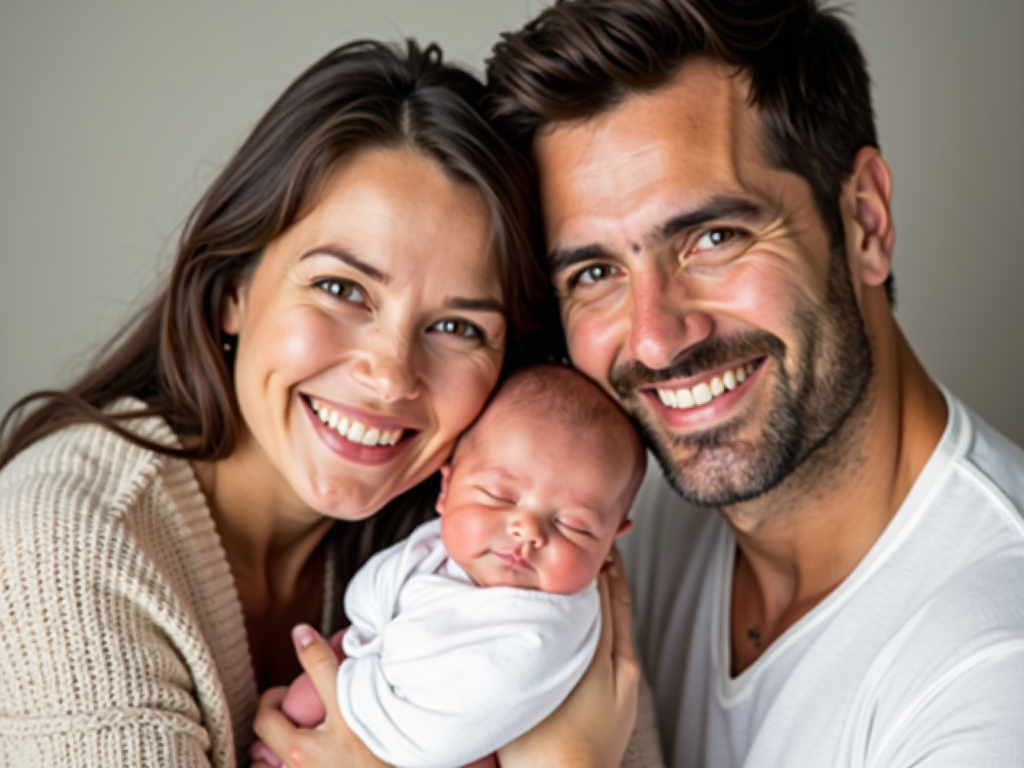 Family after successful fertility treatment.
