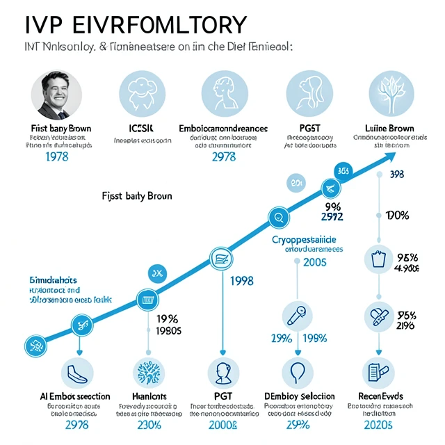 Timeline of major IVF milestones and technological advancements from 1978 to today