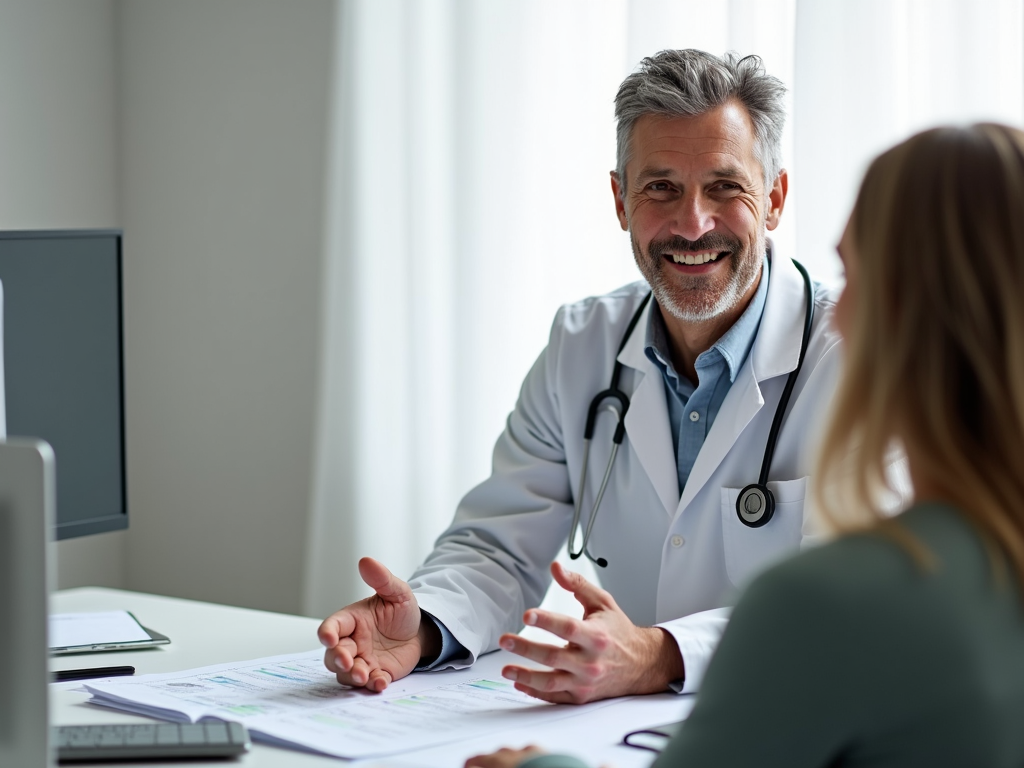 Fertility doctor discussing treatment options with a patient.