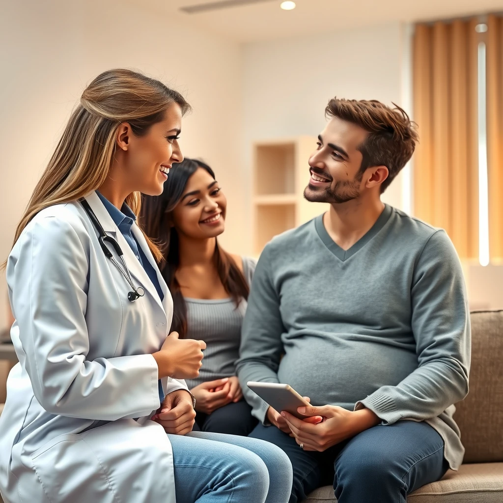 Doctor consulting with a couple in a fertility clinic