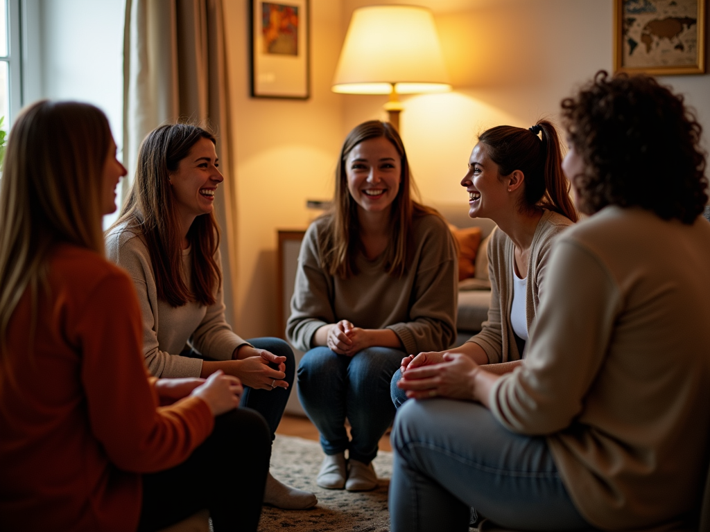 A group chatting warmly, showing the power of support.