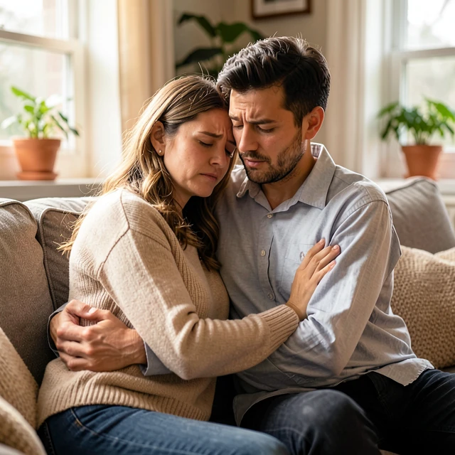 Couple offering emotional support during infertility challenges