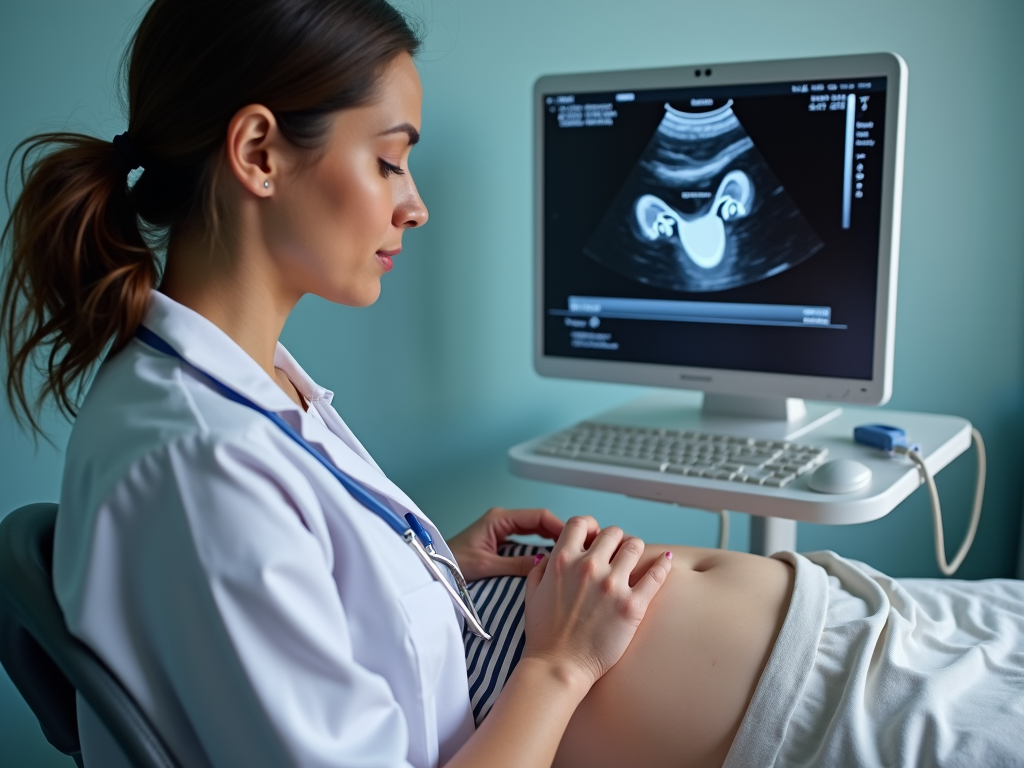Doctor performing ultrasound.