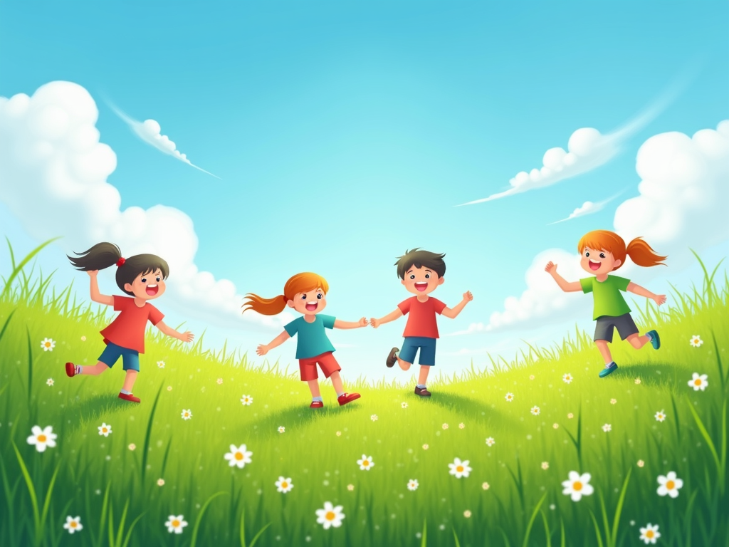 Kids playing in clean field