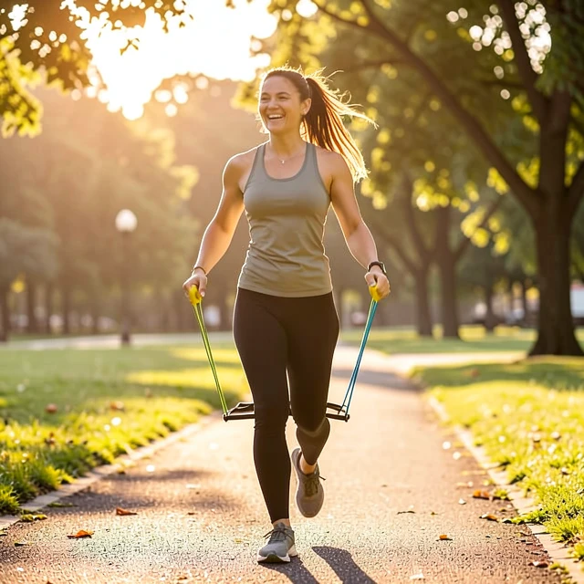 Woman exercising outdoors to boost fertility naturally with PCOS