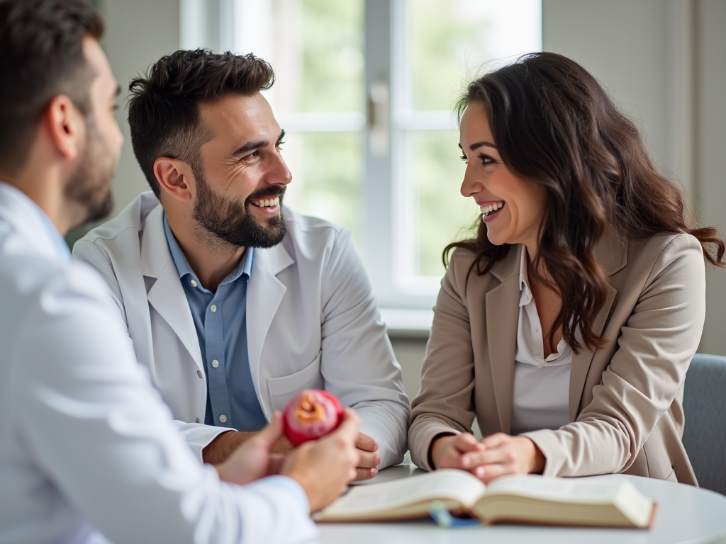 Couple receiving IVF consultation