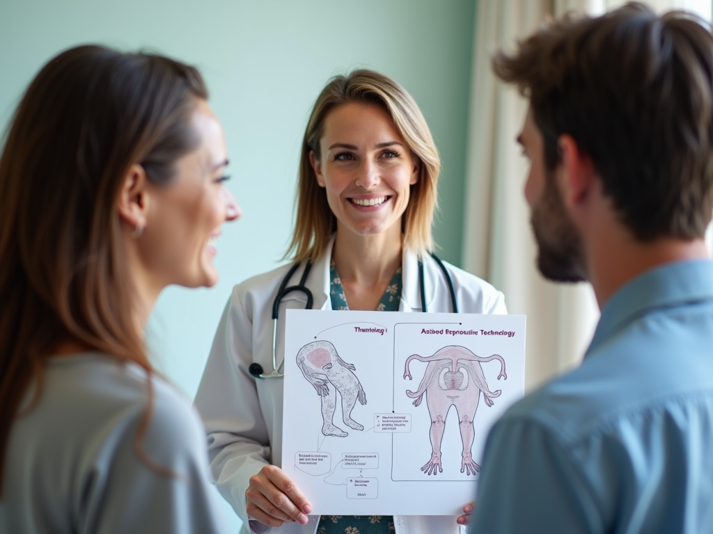 Medical professional explaining ART procedures to a couple