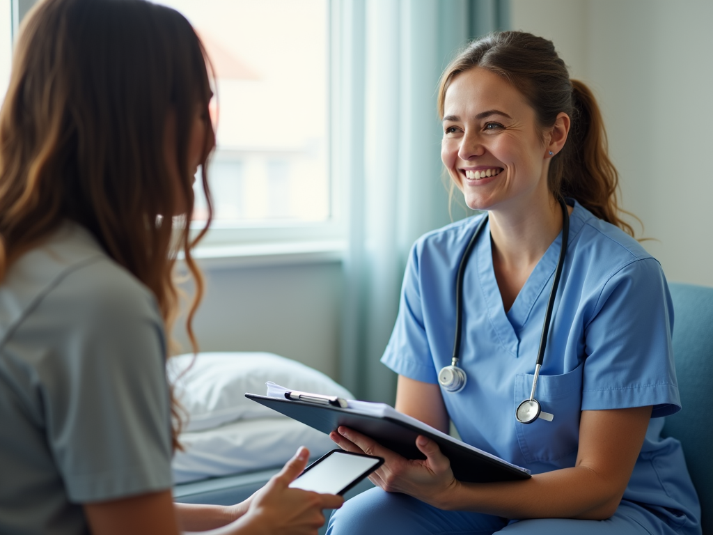 Nurse supporting a fertility clinic patient