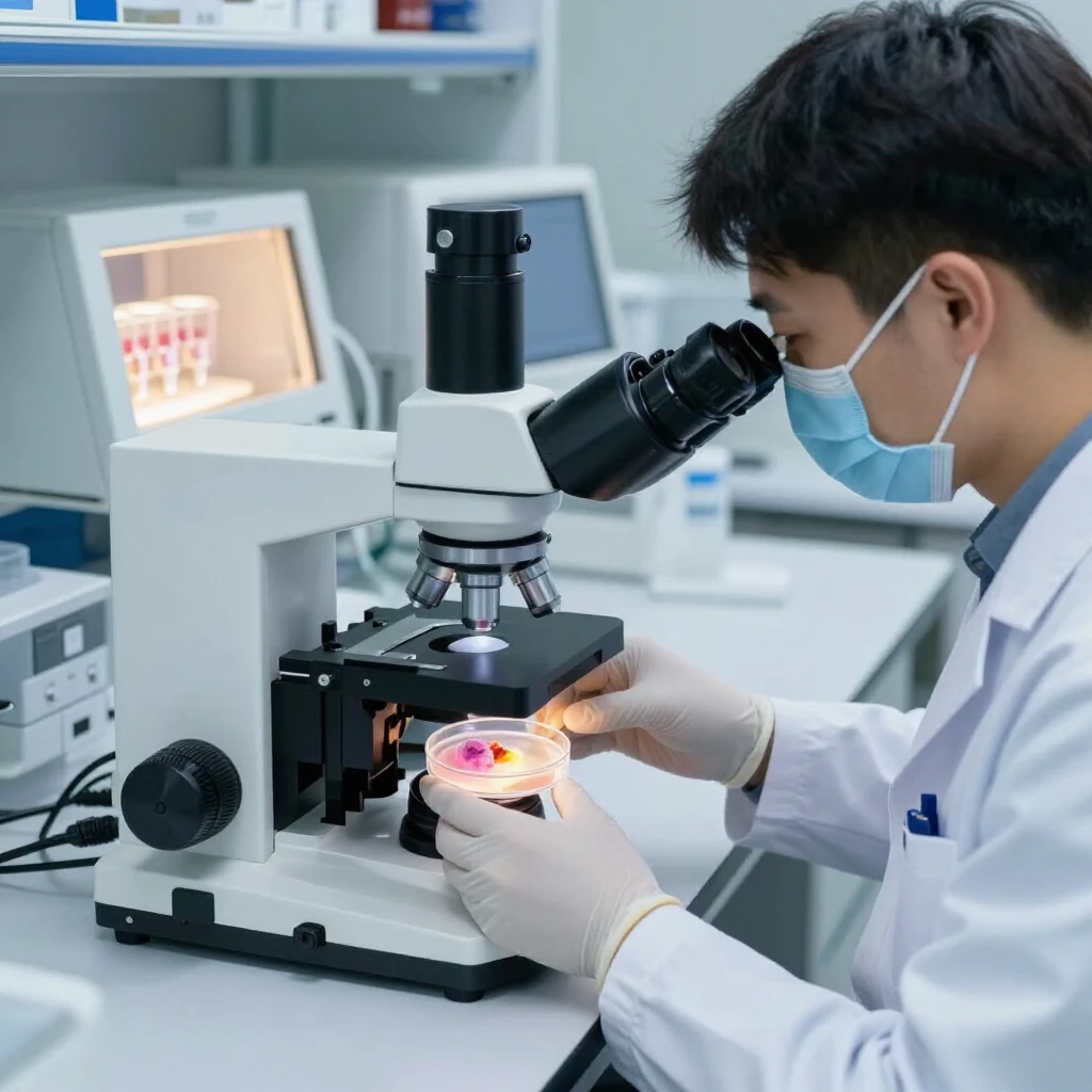 Embryologist working in an IVF laboratory