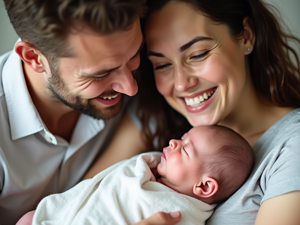Family with newborn baby