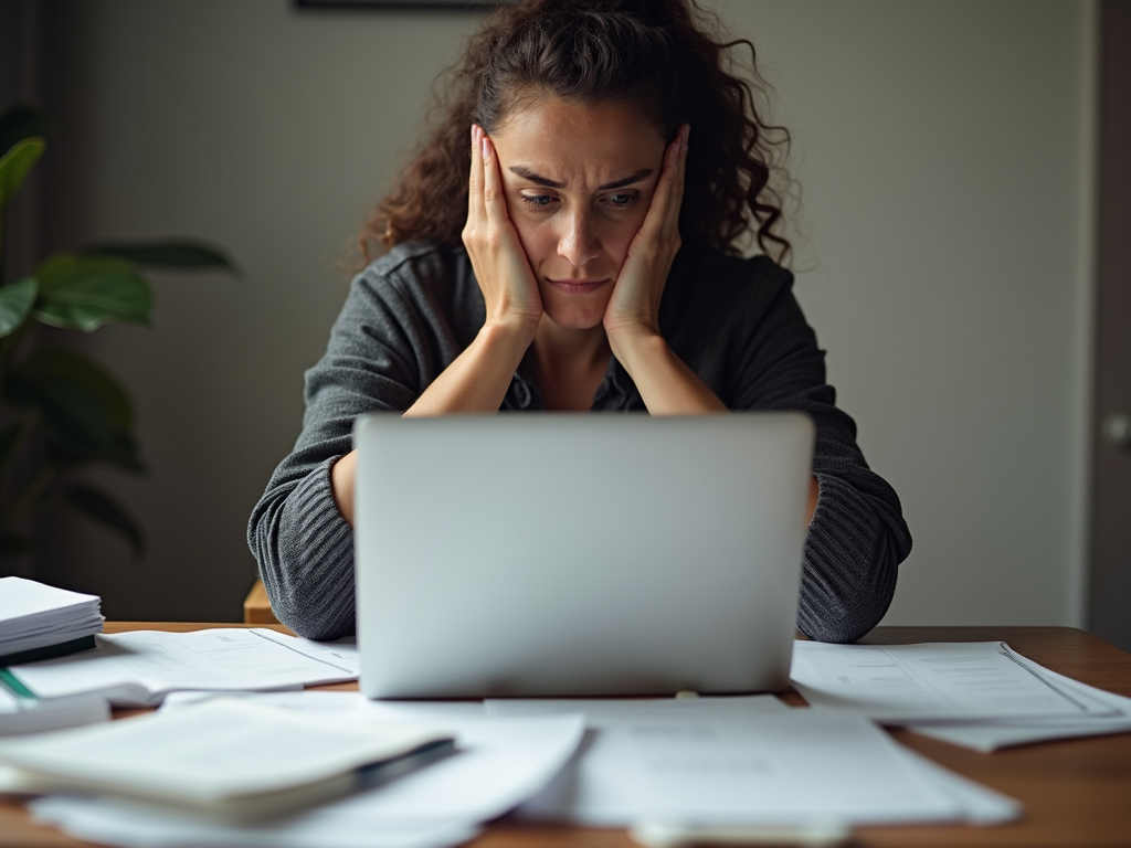 Person stressed about medical bills and paperwork