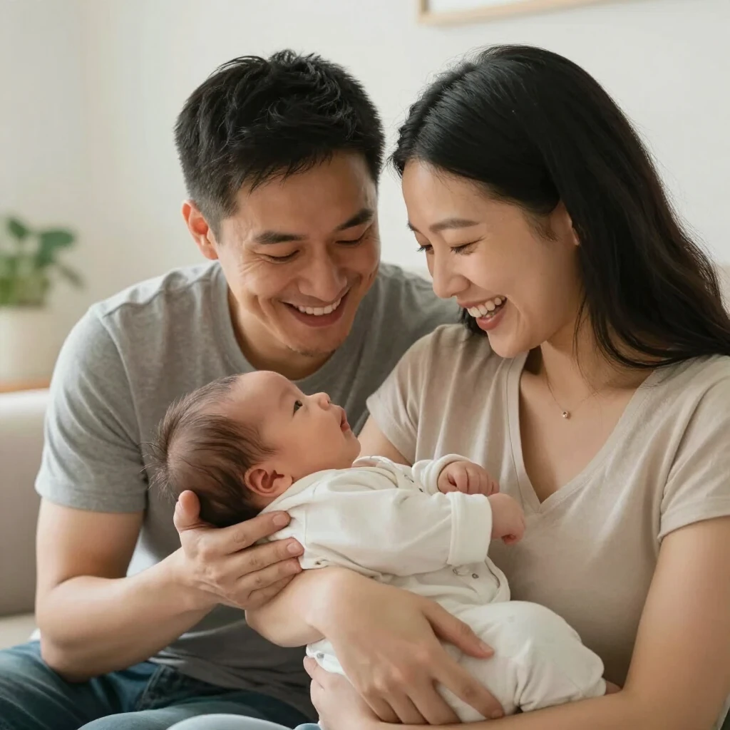 Family celebrating successful fertility treatment