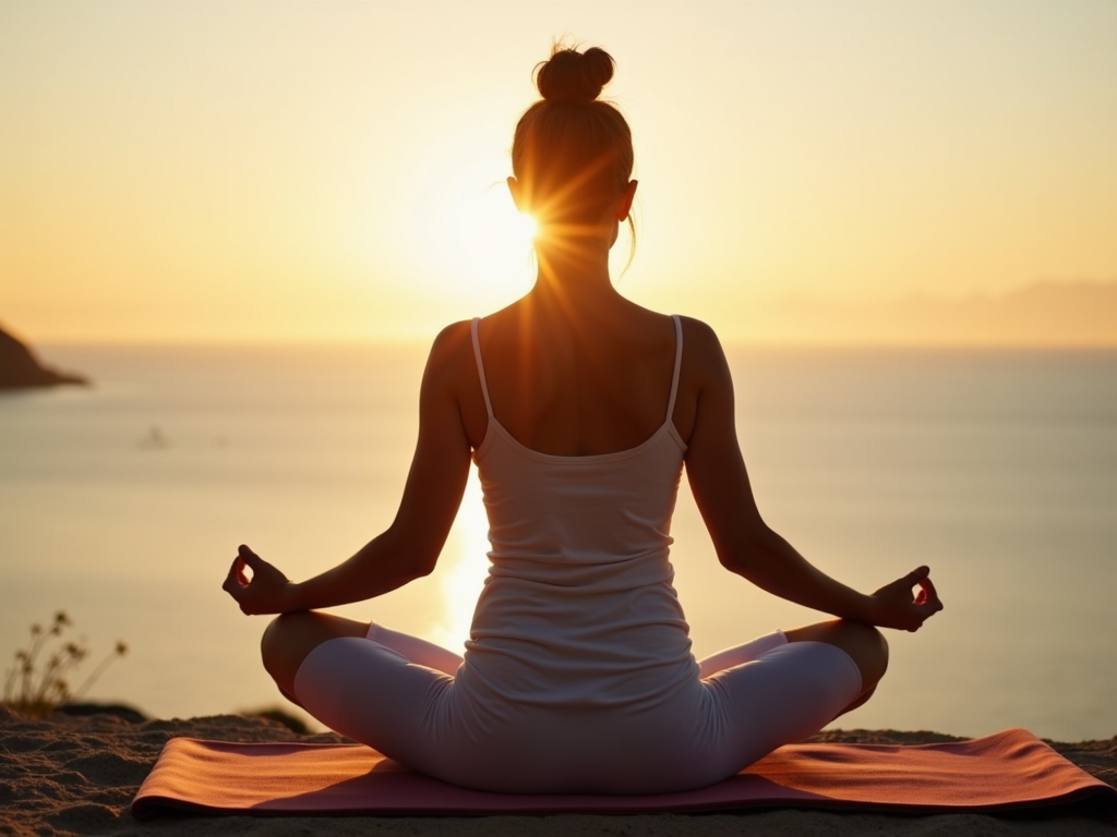 Woman doing yoga for stress relief.