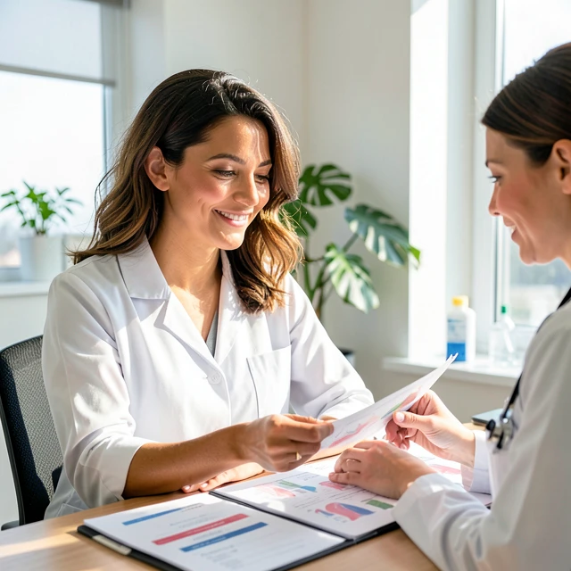 Woman consulting doctor about fertility treatments for PCOS