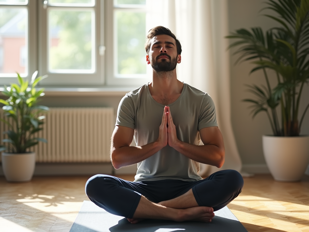 Man practicing yoga for stress relief