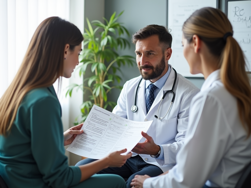 Man consulting with doctor in fertility clinic