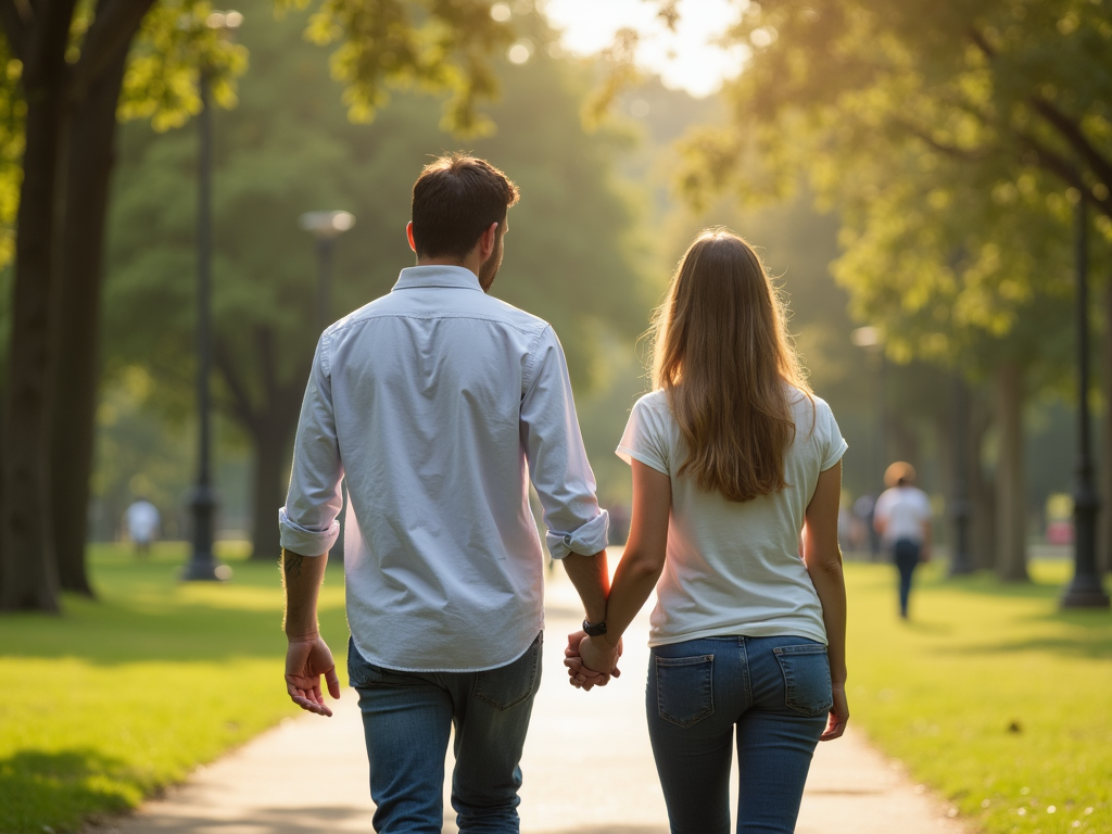 A couple walking together, supporting each other.