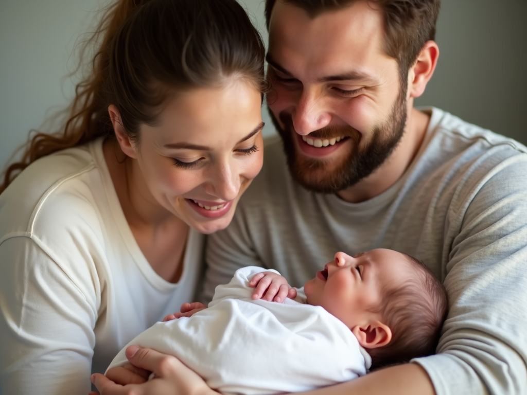 Family with newborn baby