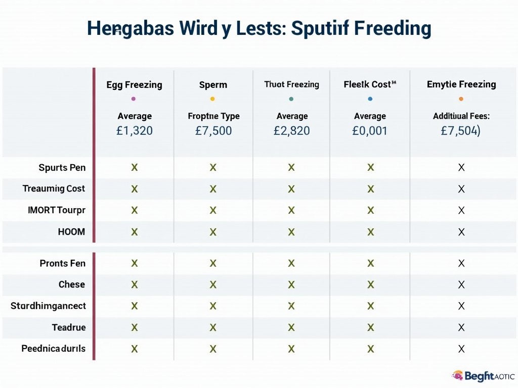 A chart comparing different fertility preservation costs.