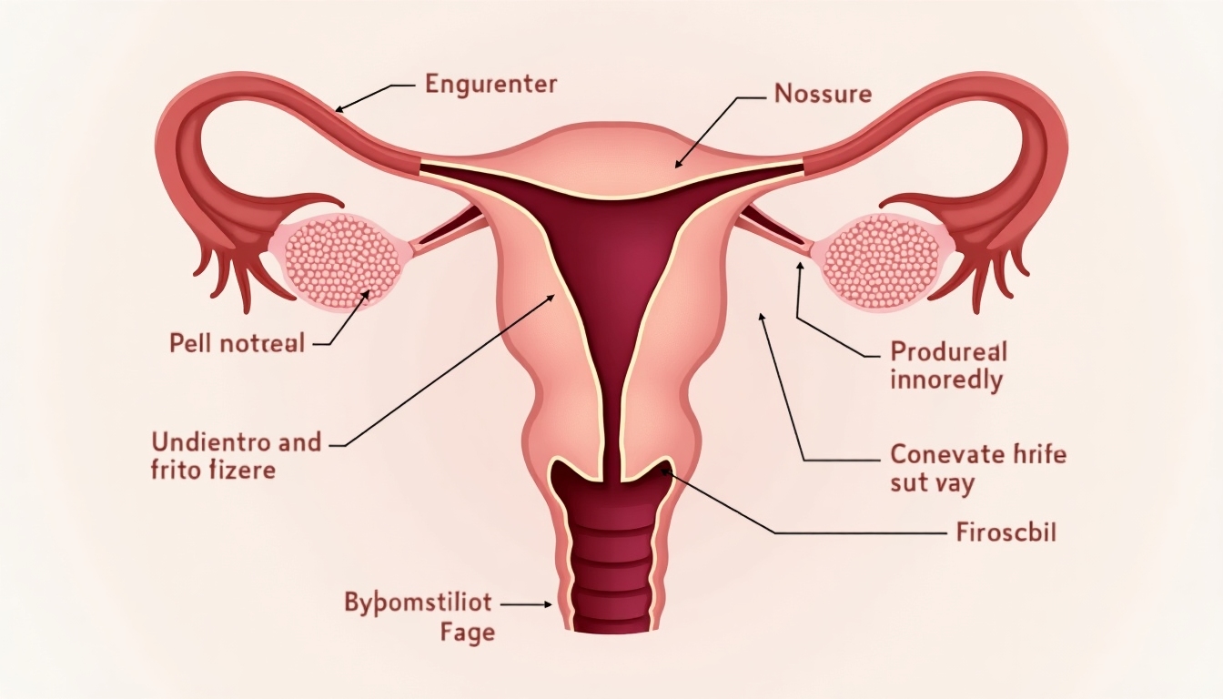 A close-up of endometrial tissue illustration, highlighting its abnormal growth for educational clarity.