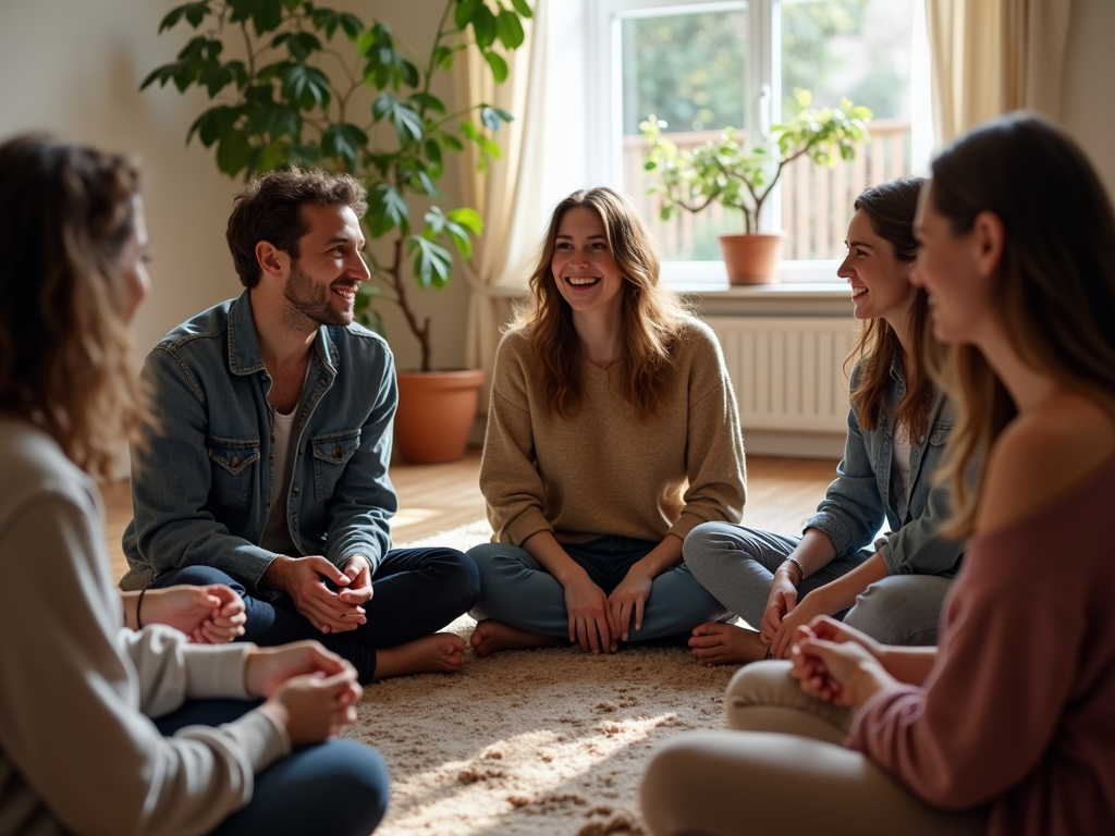 Support group discussing shared experiences