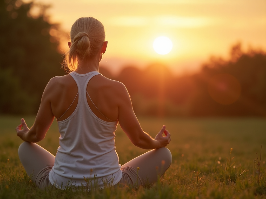 Older adult practicing yoga outdoors