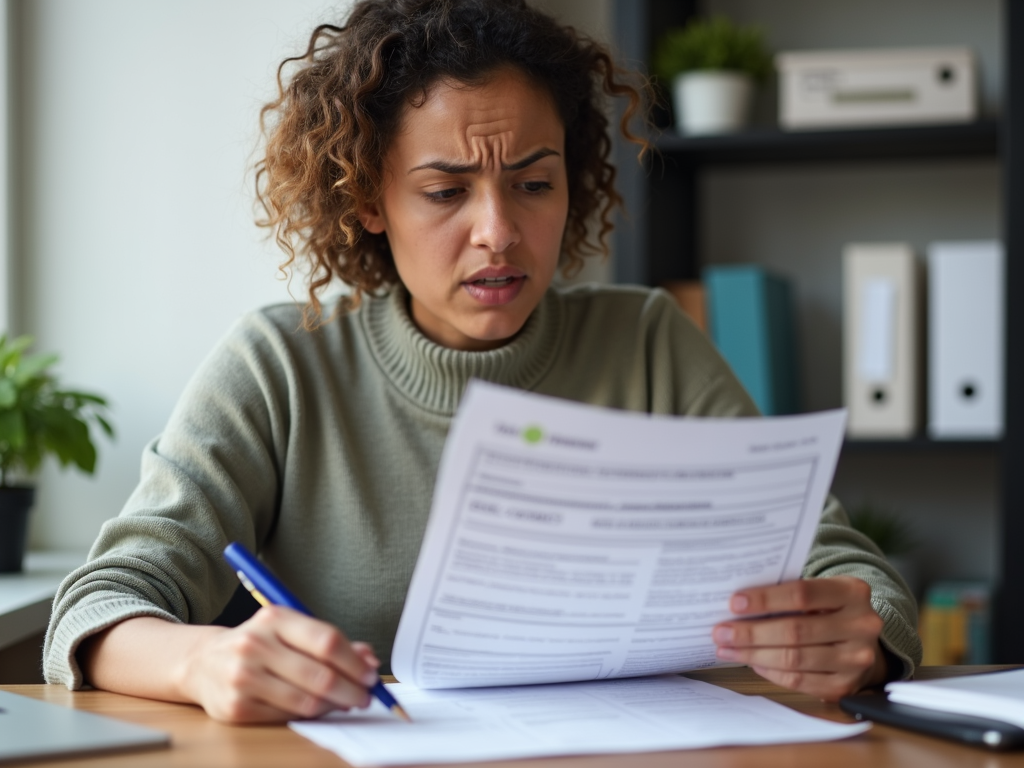 Individual examining insurance documents for fertility coverage.