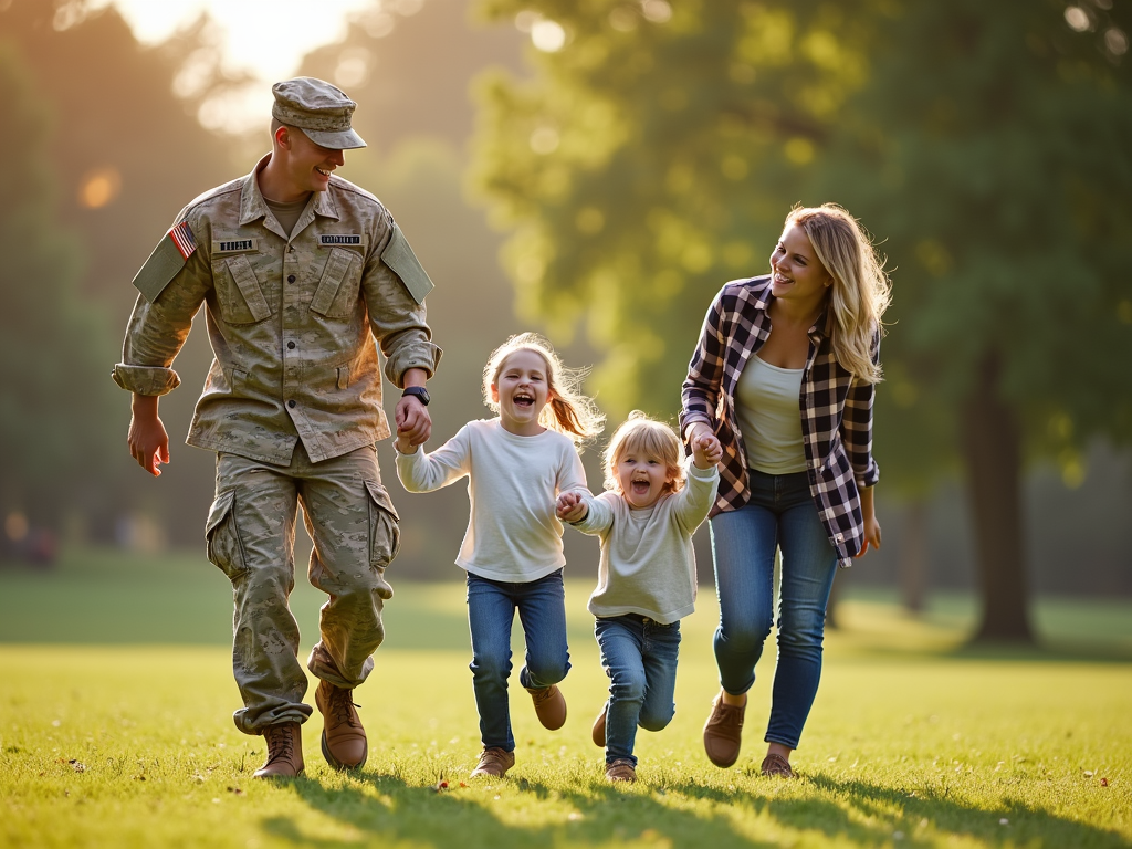 A military family enjoying time together, representing the importance of fertility preservation.