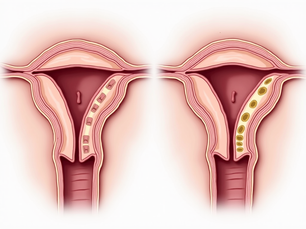 Illustration of healthy vs. blocked fallopian tube