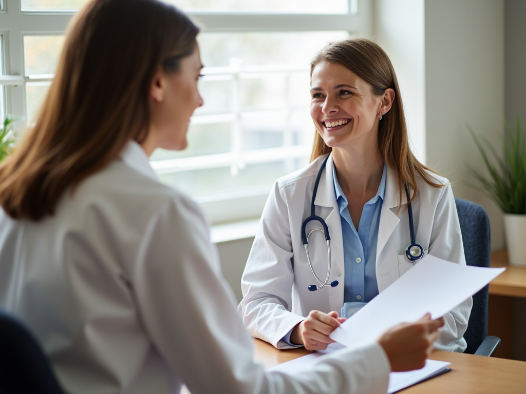 Woman discussing egg freezing with her doctor