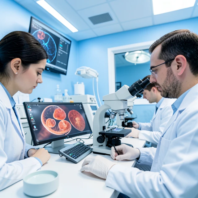 Fertility clinic laboratory showing IVF process