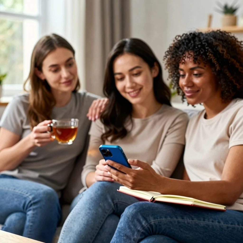 Supportive group of women discussing PCOS and fertility journeys