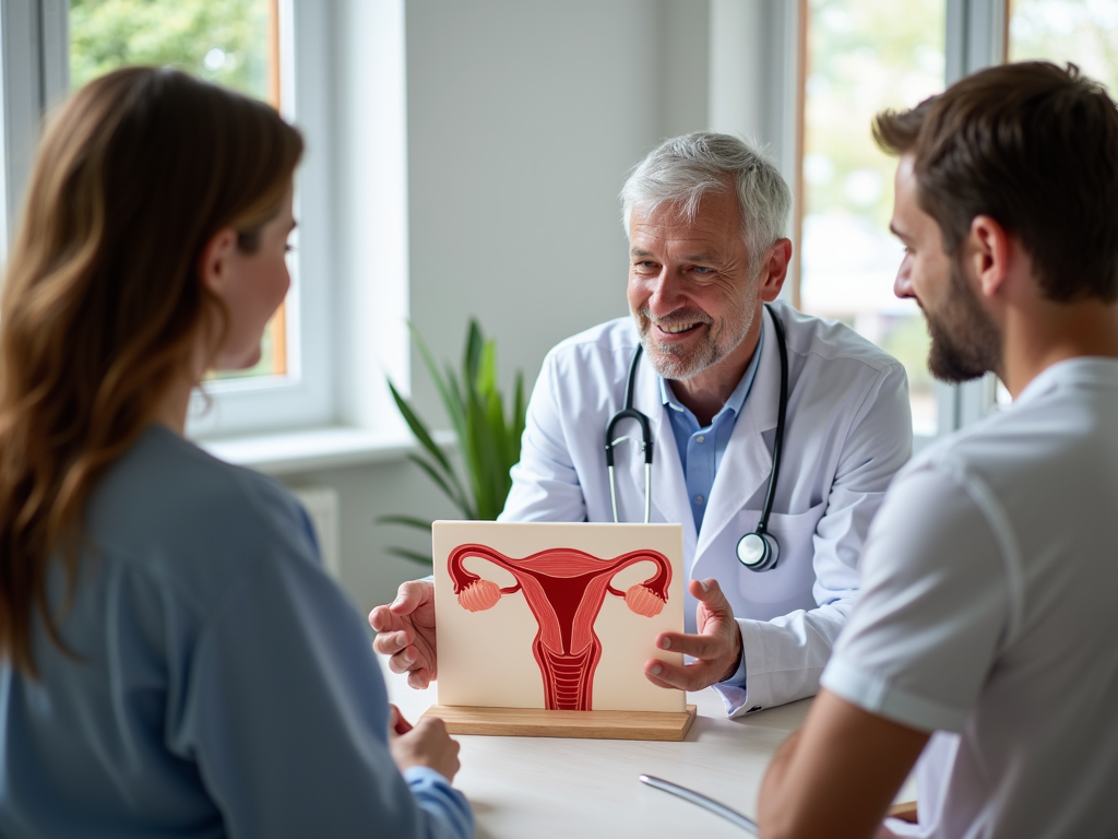 Fertility specialist consulting with couple