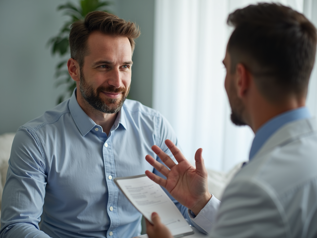A male partner being examined in a fertility clinic.