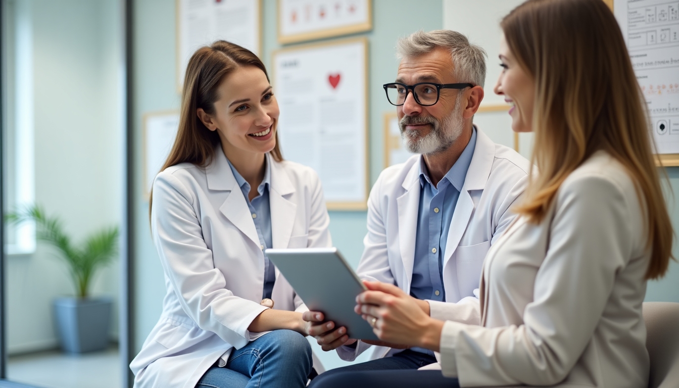 A woman and a doctor discussing fertility treatment options in an office setting, emphasizing collaborative care in the treatment process.