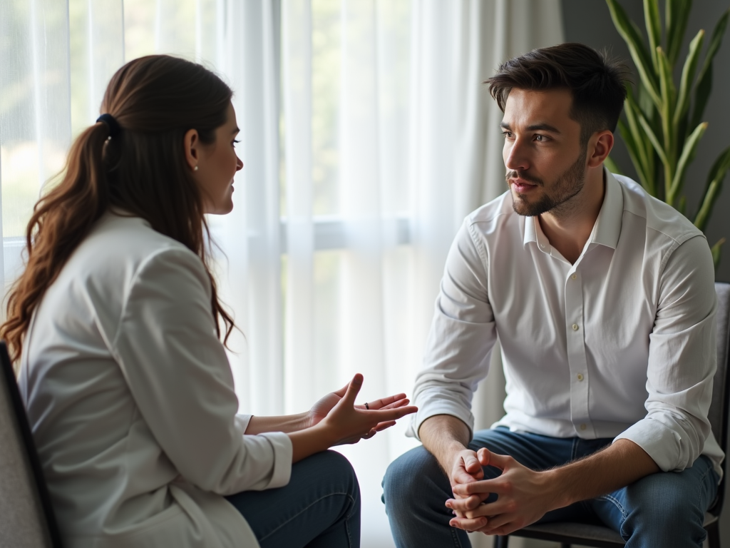 A couple in a doctor's office, discussing fertility options with a healthcare provider.