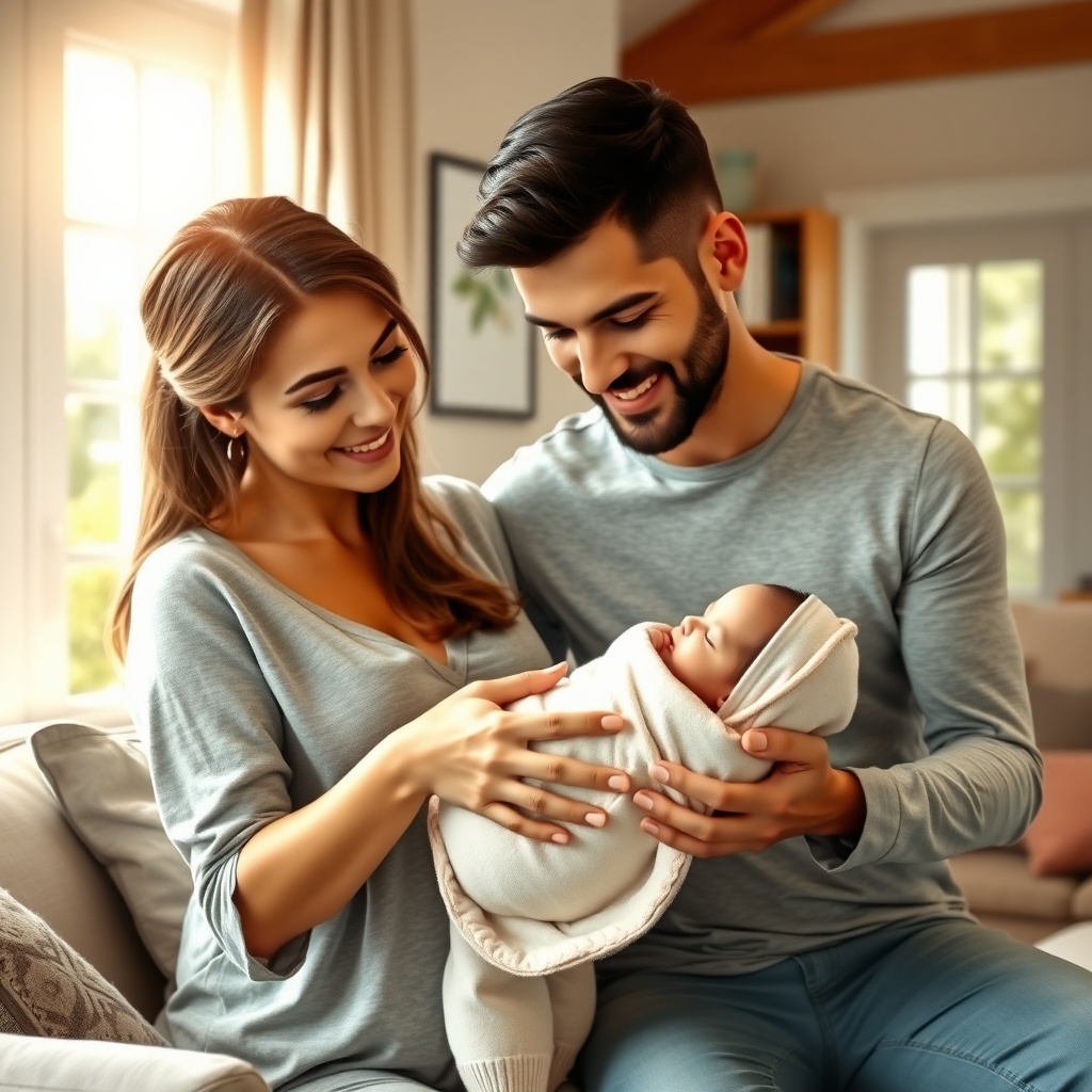 Young family celebrating newborn after fertility preservation success