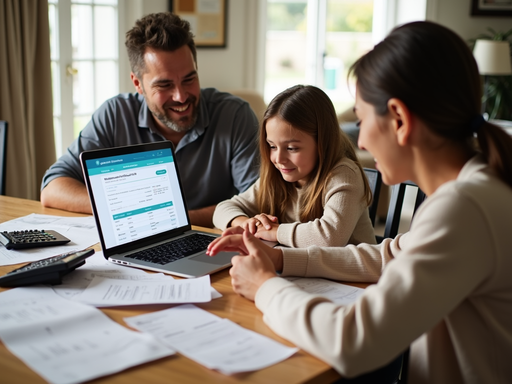 Family using budgeting app