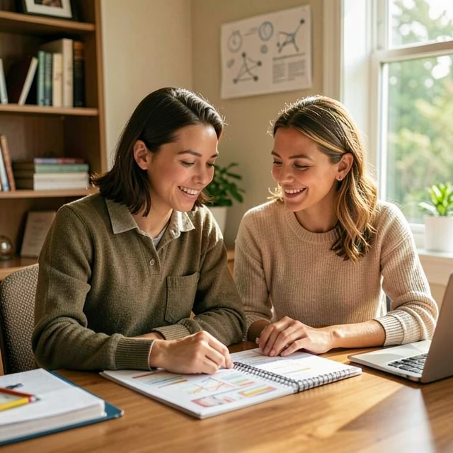 Couple discussing reproductive health planning at home
