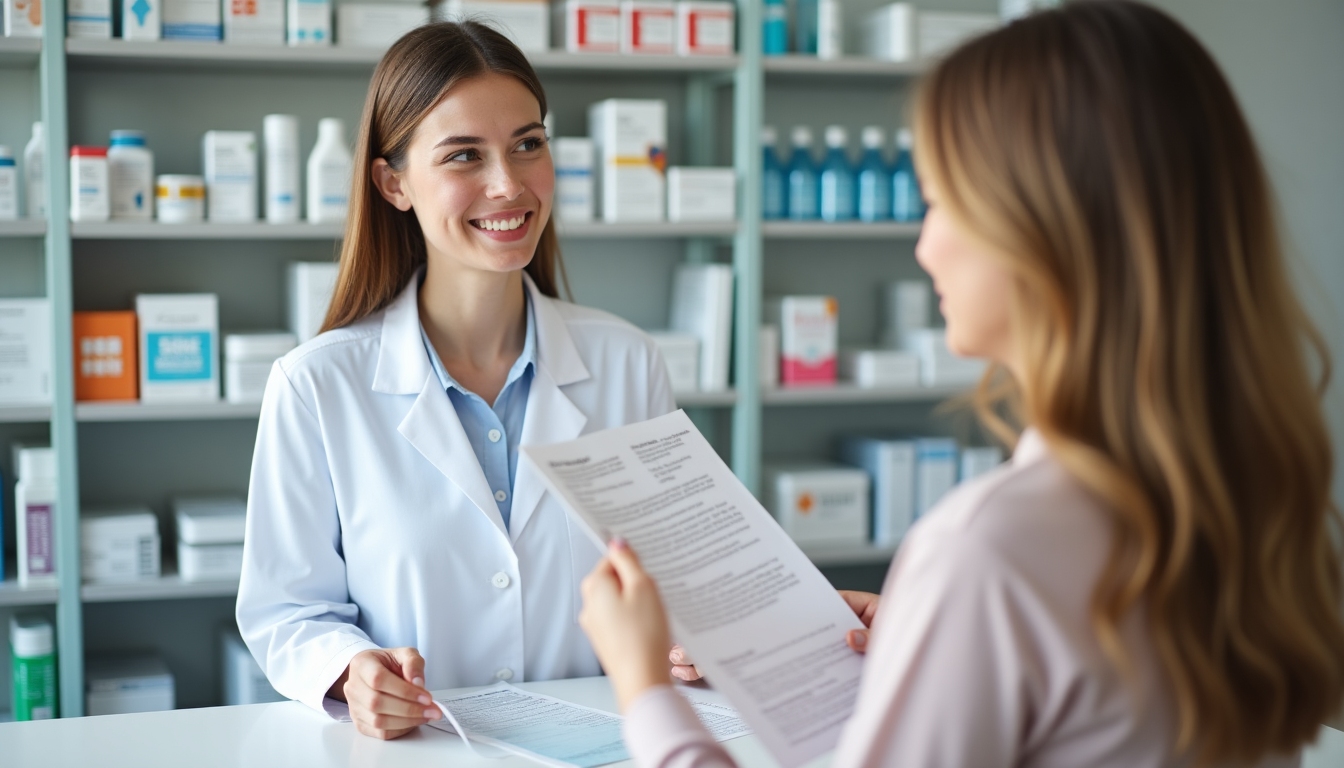 Pharmacist advising on fertility drug usage
