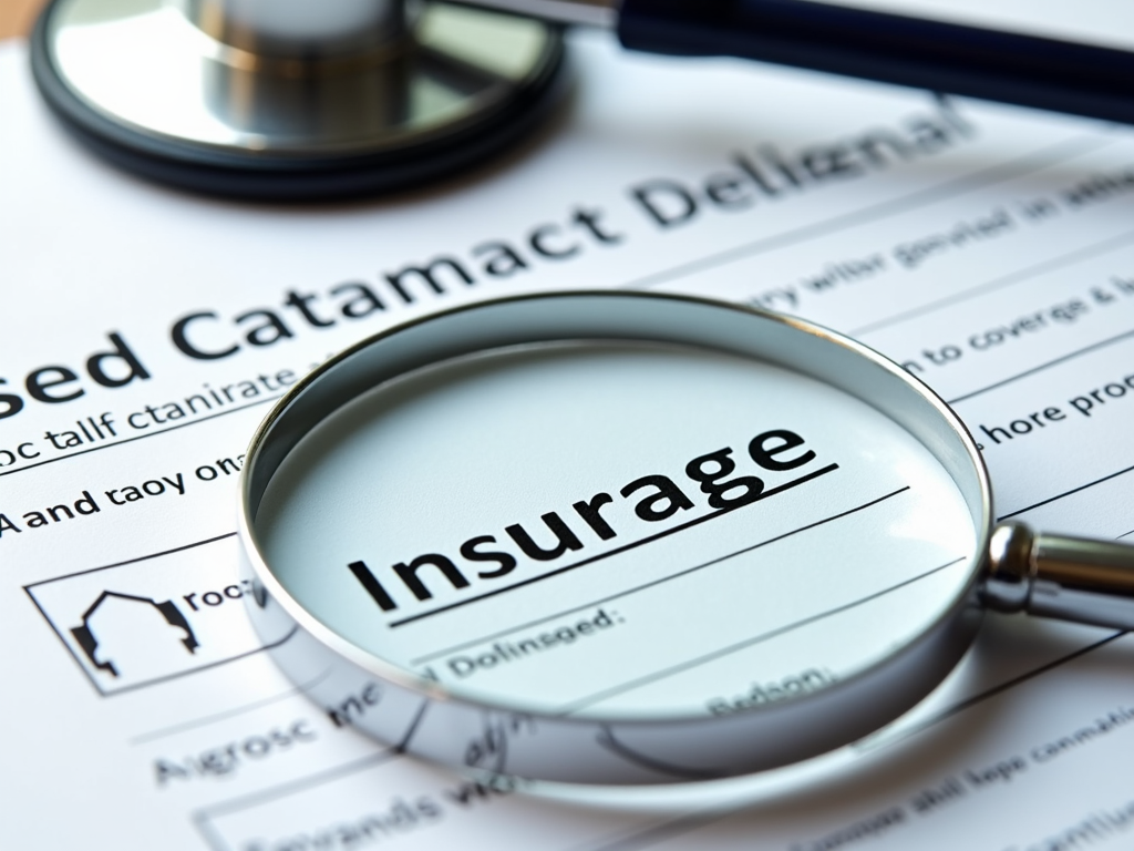 Magnifying glass on health insurance policy