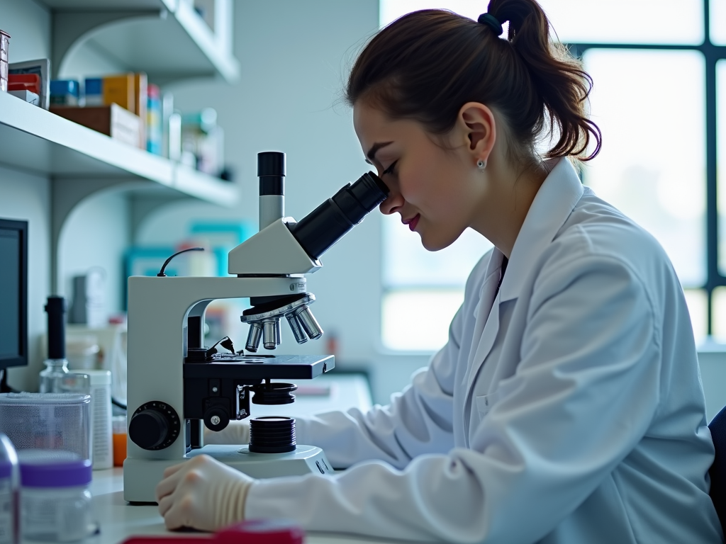 A scientist analyzes sperm samples in a lab.
