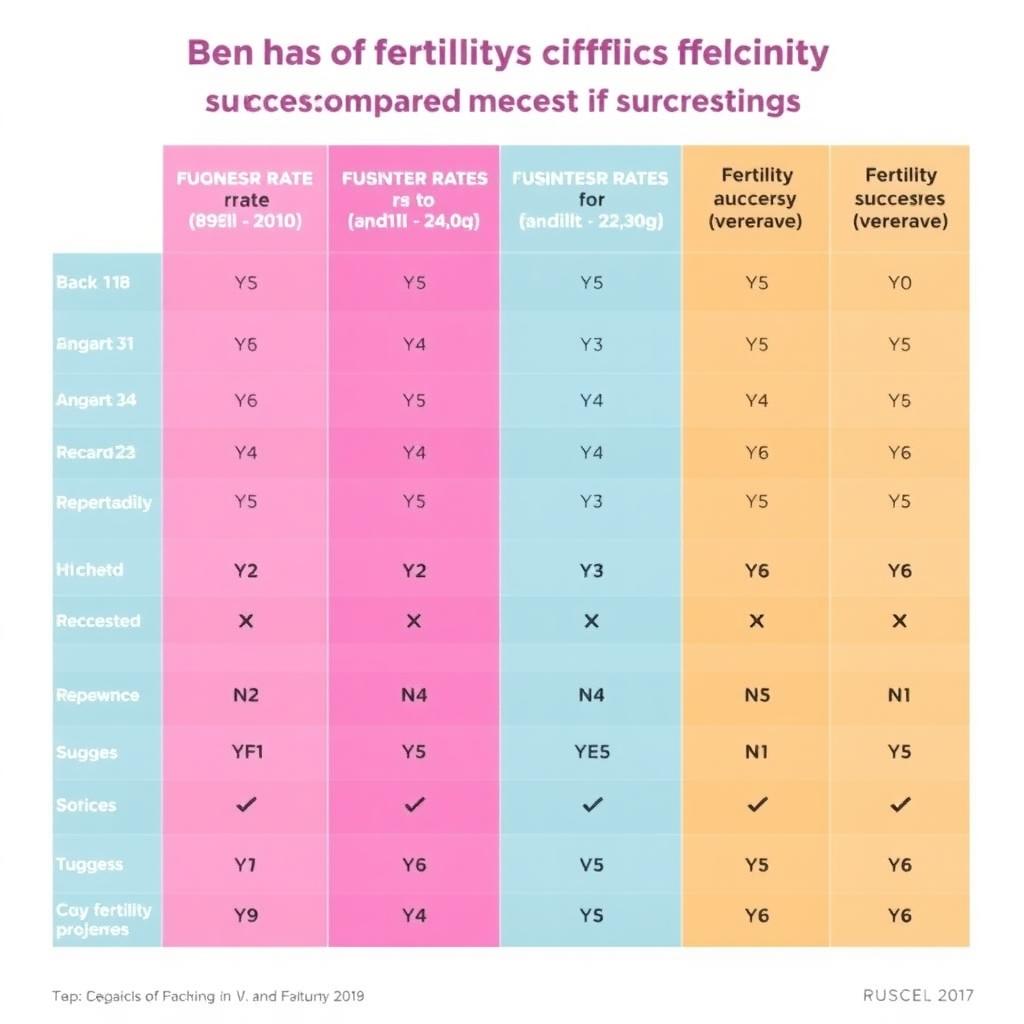Image of an IVF success statistic chart showing various clinics' success rates.