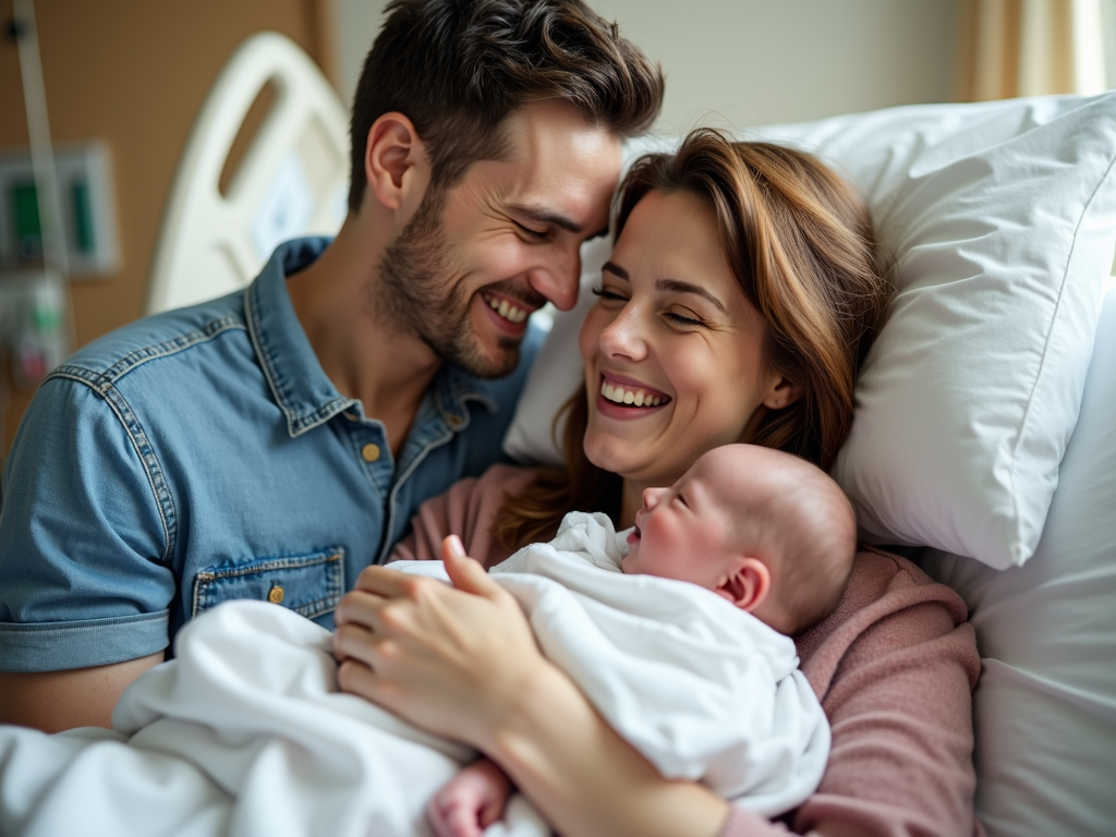 Couple celebrating newborn after IVF