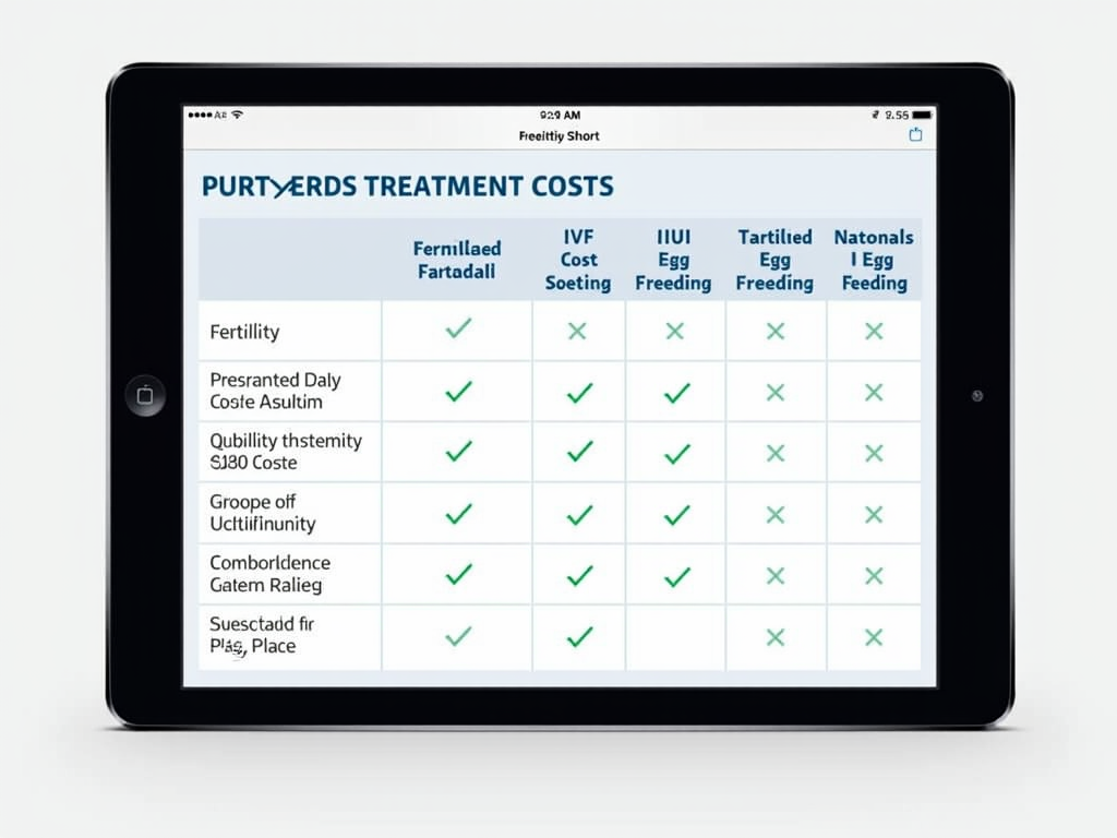 Fertility treatment cost comparison table