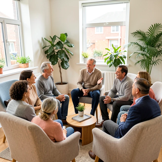 People in a support group discussing the emotional challenges of infertility
